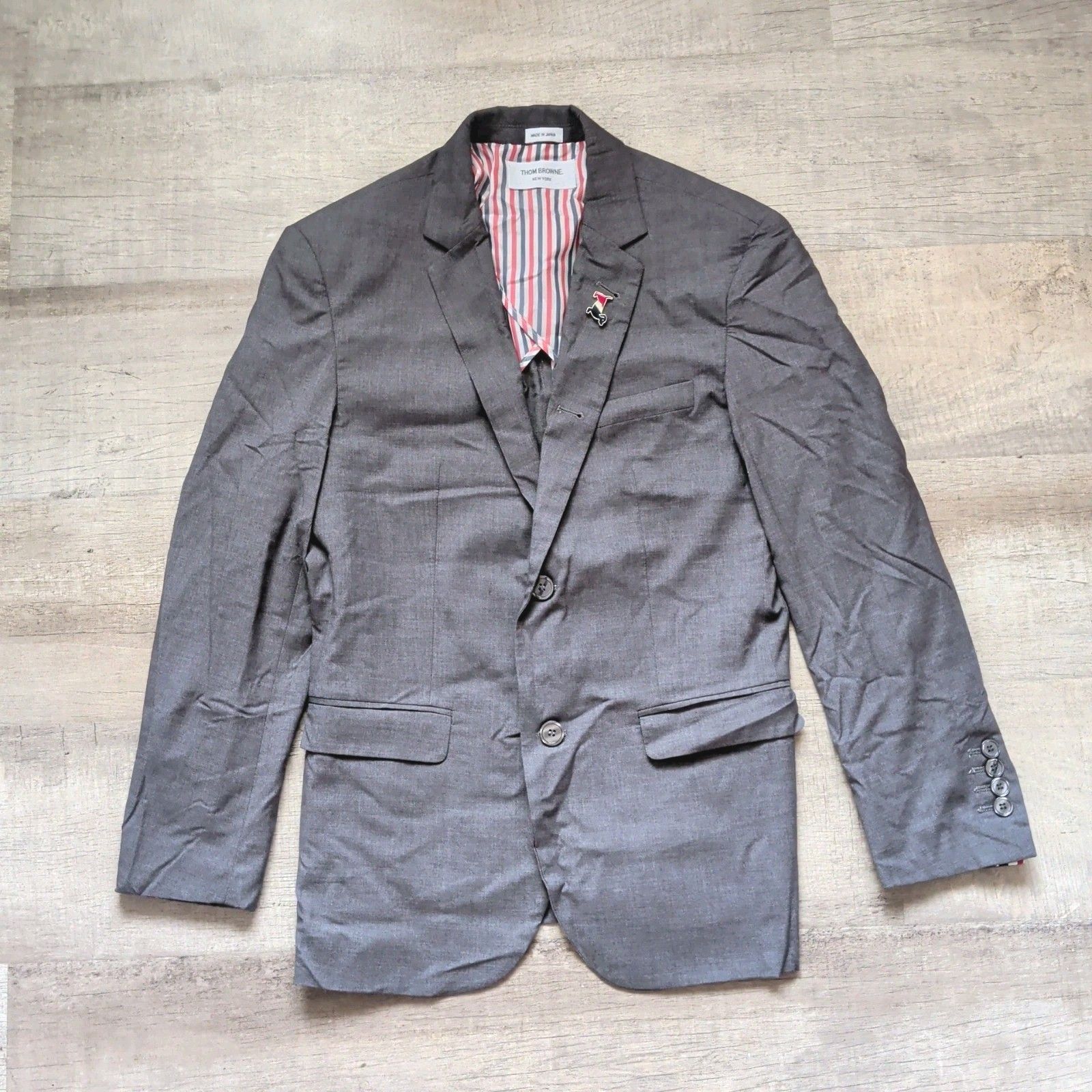 Thom Browne Mens Gray Notch Collar Long Sleeve Blazer Size 2 Made In Japan
